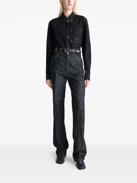 LEMAIRE high-waisted studded straight trousers - Blue - zdjęcie produktu nr 2
