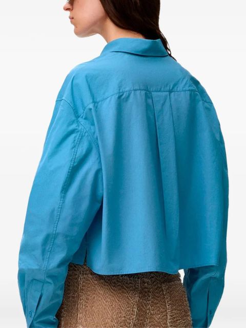 LOEWE cropped Anagram-embroidered shirt - Blue