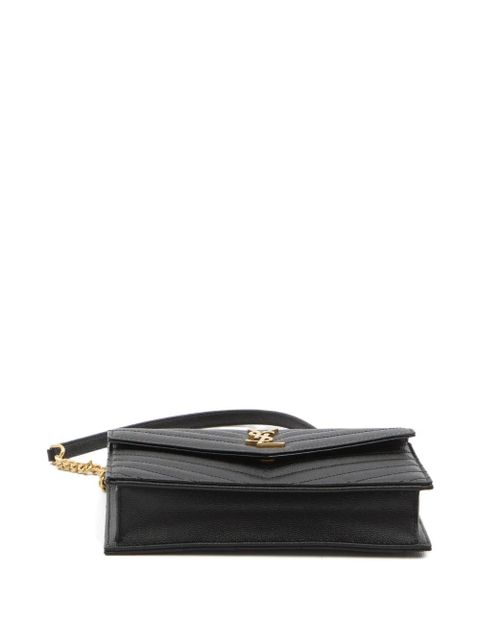Saint Laurent Cassandre chevron quilted chain clutch - Black