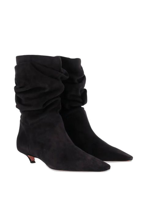 Amina Muaddi Jamie ruched ankle boots - Black