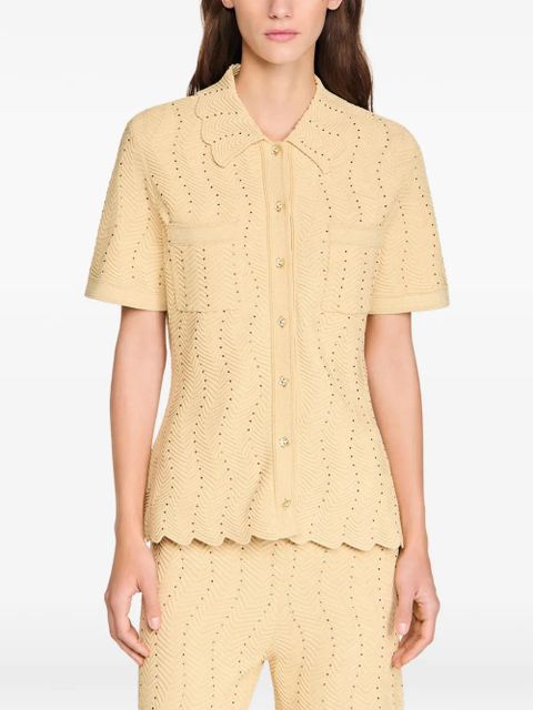 SANDRO zigzag-pattern cardigan - Neutrals