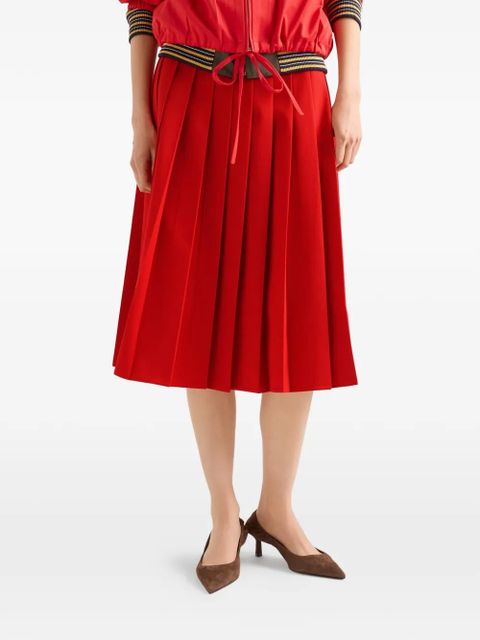 Prada pleated gabardine midi-skirt - Red