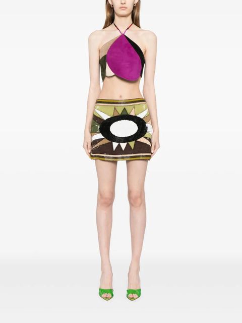 PUCCI Goccia suede crop top - Purple