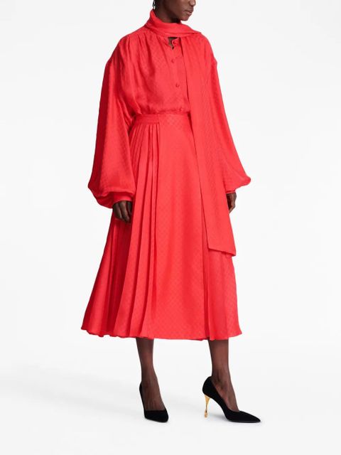 Balmain Mini Monogram pleated midi skirt - Pink