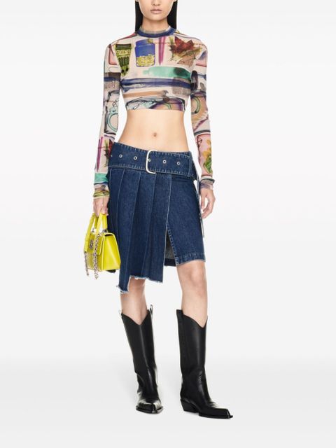 Off-White pleated asymmetric denim skirt - Blue - zdjęcie produktu nr 2