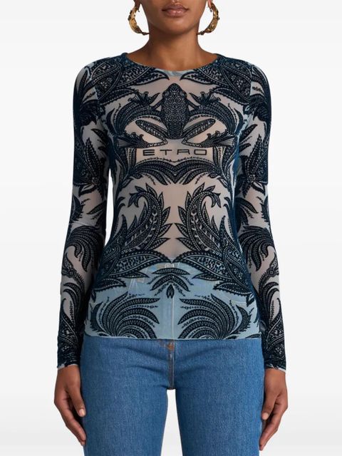 ETRO flocked tulle top - Black