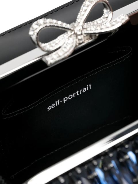 Self-Portrait crystal-embellished top-handle mini bag - Blue