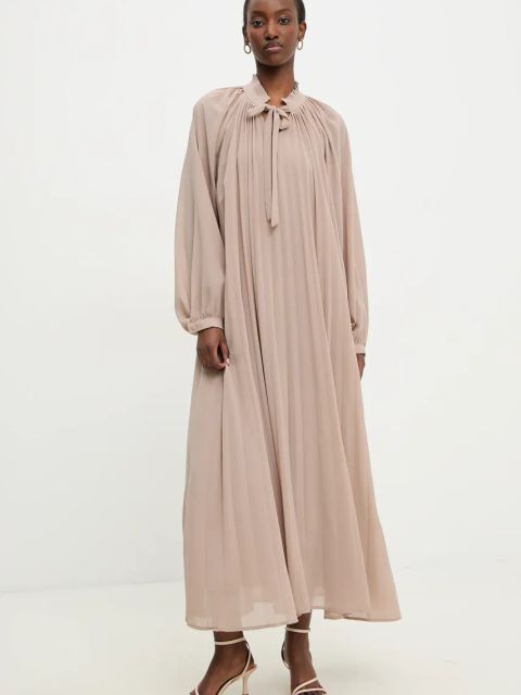 Answear.LAB sukienka kolor beżowy maxi prosta
