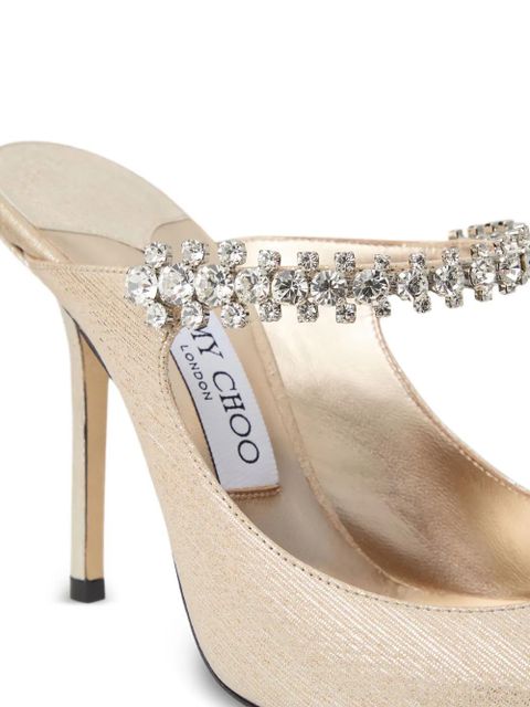 Jimmy Choo 100mm crystal-embellished heeled mules - Gold