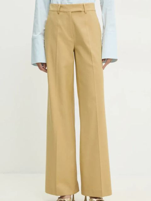 Answear.LAB spodnie garniturowe z szeroką nogawką kolor żółty high waist