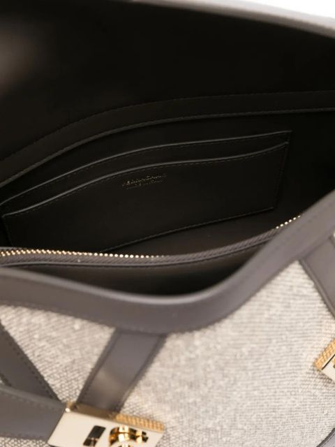 Ferragamo Hug leather-trimmed tote bag - Grey