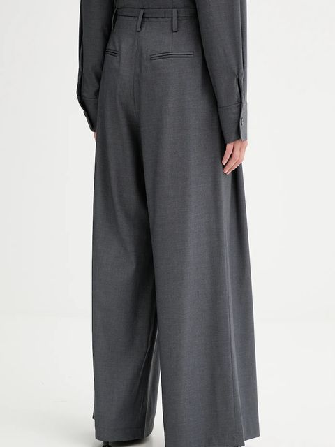 ISABELLE BLANCHE spodnie z domieszką wełny damskie kolor szary proste high waist IS25FW-P036-T002