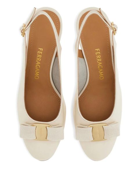 Ferragamo 50mm Vara bow-detail slingback pumps - White