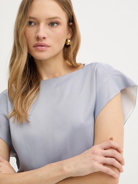 BOSS bluzka damska kolor niebieski gładka 50541815