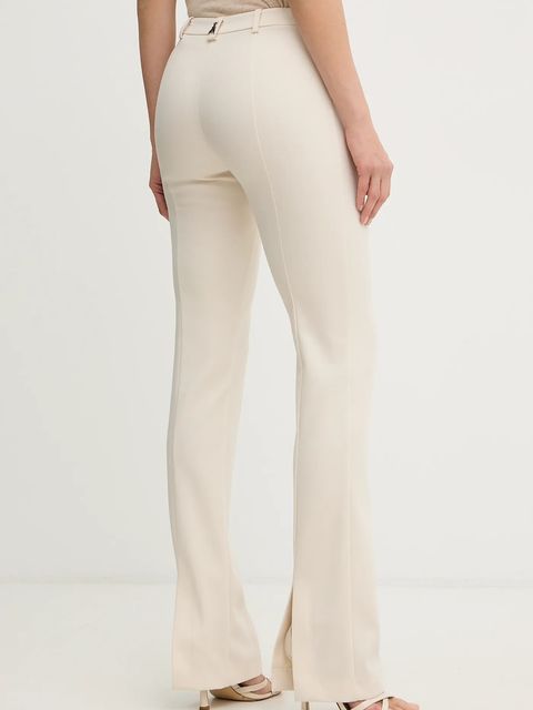 Patrizia Pepe spodnie damskie kolor beżowy dopasowane high waist 8P0781 A6F5