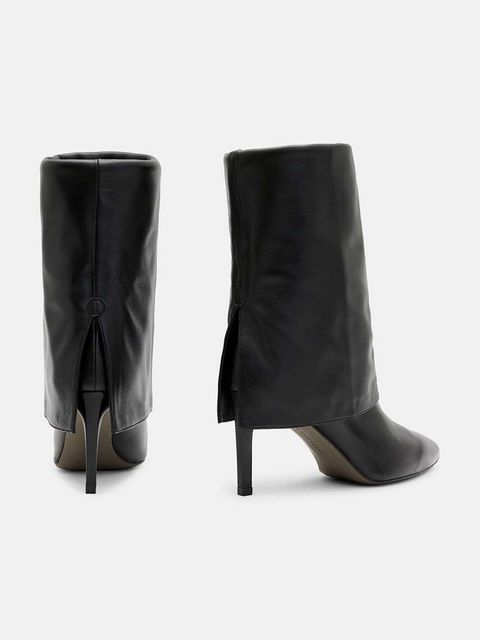 AllSaints kozaki skórzane Odyssey Boot damskie kolor czarny na szpilce W101FB