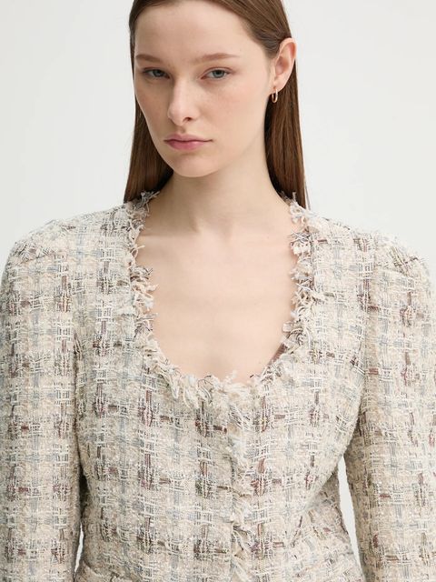 MUNTHE marynarka z domieszką wełny SABU kolor beżowy jednorzędowa wzorzysta 244151424403 - zdjęcie produktu nr 2