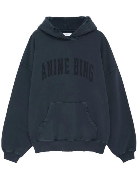ANINE BING Harvey logo-print cotton hoodie - Black - zdjęcie produktu nr 1
