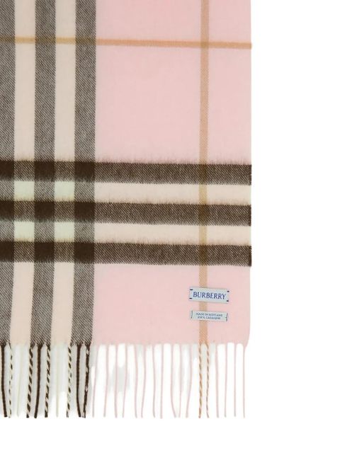 Burberry check-pattern fringed scarf - Pink