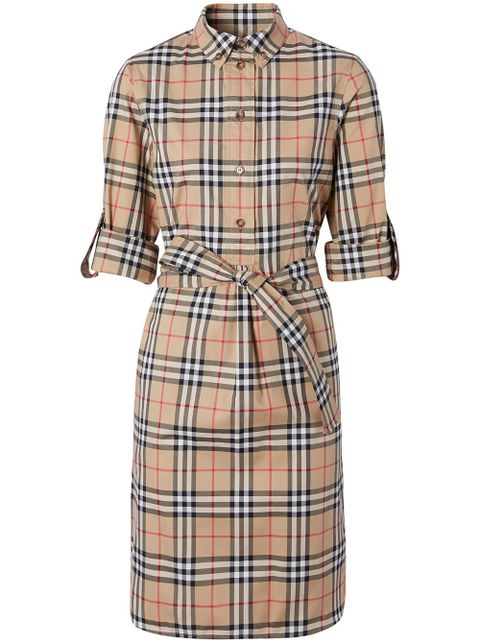 Burberry Vintage check tie-waist shirt dress - Brown