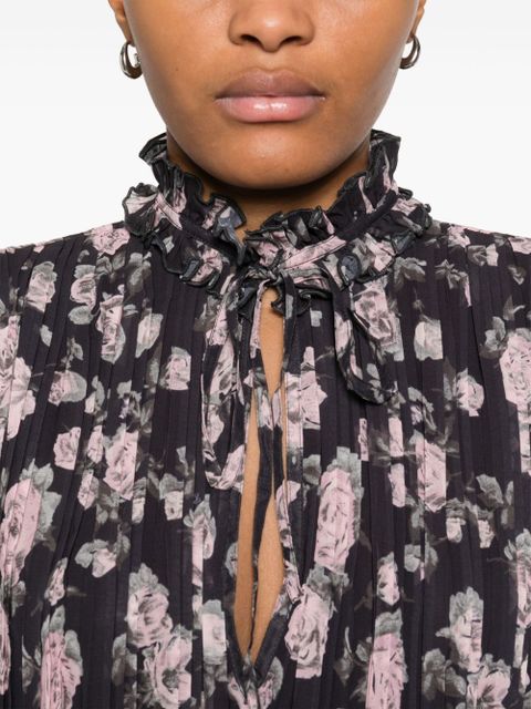 GANNI flora-printed georgette dress - Black