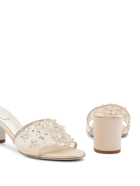 René Caovilla 80mm crystal-embellished mules - Neutrals