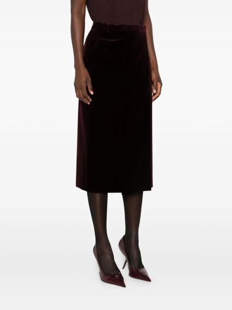 Saint Laurent velvet midi skirt - Red