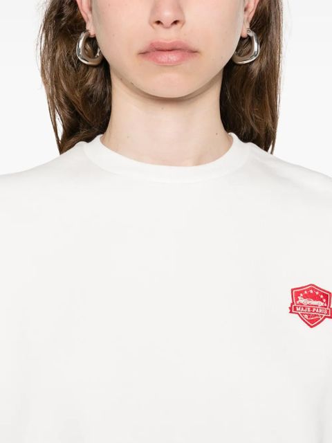 Maje logo-embroidered cropped sweatshirt - White