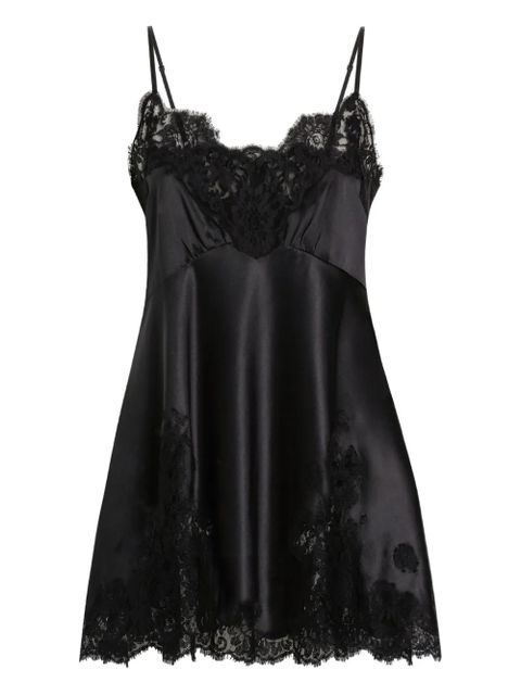 Dolce & Gabbana lace-trimmed satin slip dress - Black - zdjęcie produktu nr 1