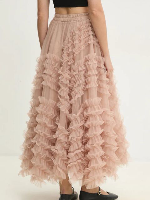 Answear.LAB spódnica kolor pomarańczowy maxi rozkloszowana