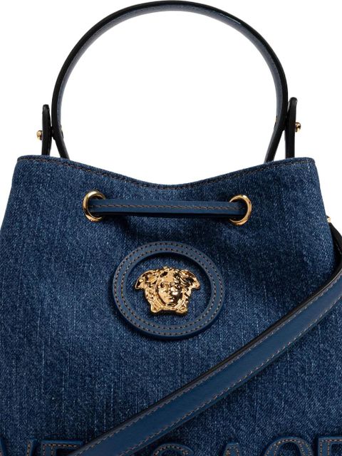 Versace La Medusa denim bucket bag - Blue