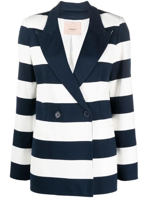 TWINSET stripe-print double-breasted blazer - Blue - zdjęcie produktu nr 1