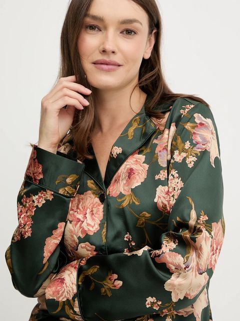 Lauren Ralph Lauren piżama damska kolor zielony satynowa ILN72461