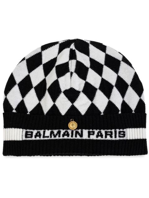 Balmain checked wool beanie - Black - zdjęcie produktu nr 1