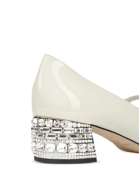 Jimmy Choo Elisa crystal-embellished leather pumps - White - zdjęcie produktu nr 2
