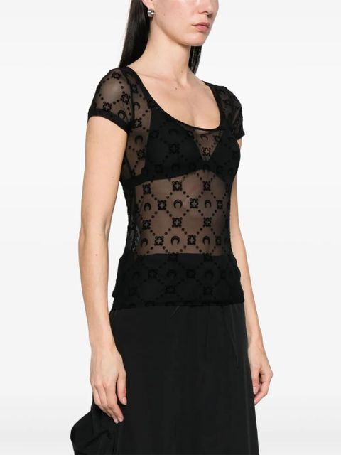 Marine Serre flocked mesh top - Black