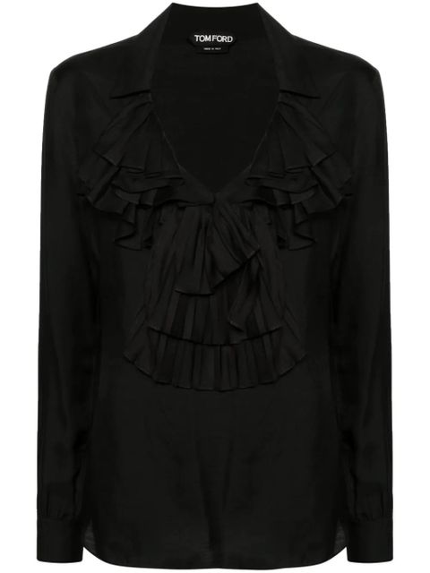 TOM FORD plissé ruffle-collar blouse - Black - zdjęcie produktu nr 1