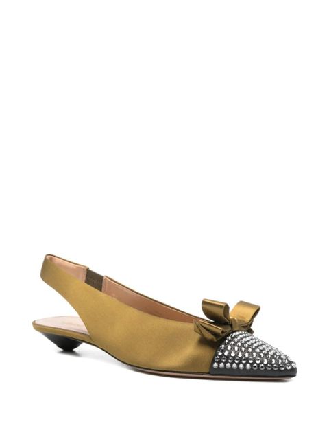 Chloé Alba bow-detail pointed-toe pumps - Green - zdjęcie produktu nr 2