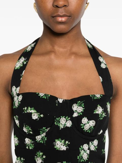 Dolce & Gabbana halterneck floral mini dress - Black