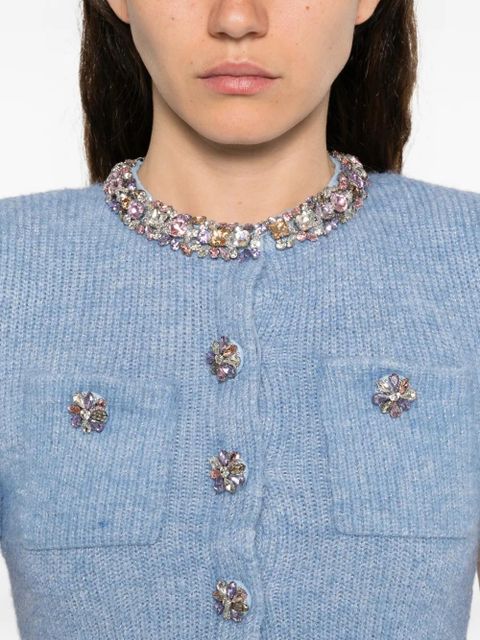 Self-Portrait peplum knitted midi resses - Blue