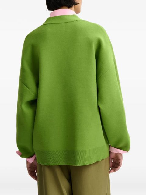 Essentiel Antwerp flower-button patch-pocket cardigan - Green