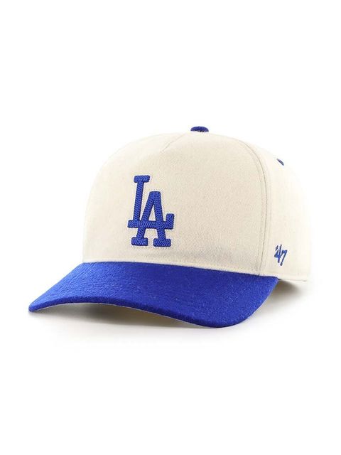 47 brand czapka z daszkiem z domieszką wełny MLB Los Angeles Dodgers kolor beżowy z aplikacją B-CHSHT12WIP-NT
