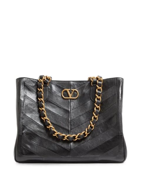 Valentino Garavani Laseine chevron-pattern tote bag - Black