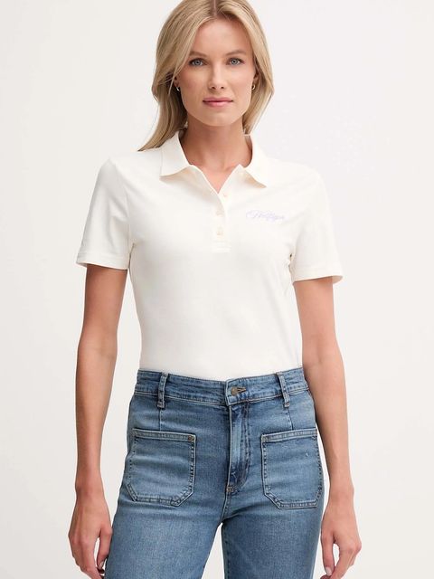 Tommy Hilfiger polo damski kolor beżowy WW0WW47312 - zdjęcie produktu nr 1