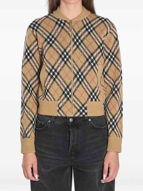 Burberry checked zip-up cardigan - Brown - zdjęcie produktu nr 1