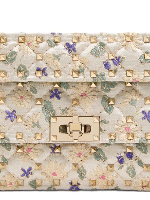 Valentino Garavani small Rockstud Spike jacquard shoulder bag - Neutrals
