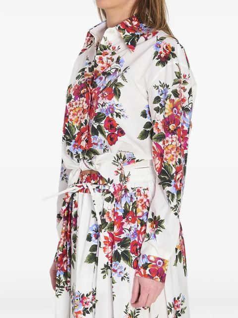 Dolce & Gabbana floral-print knotted shirt - White