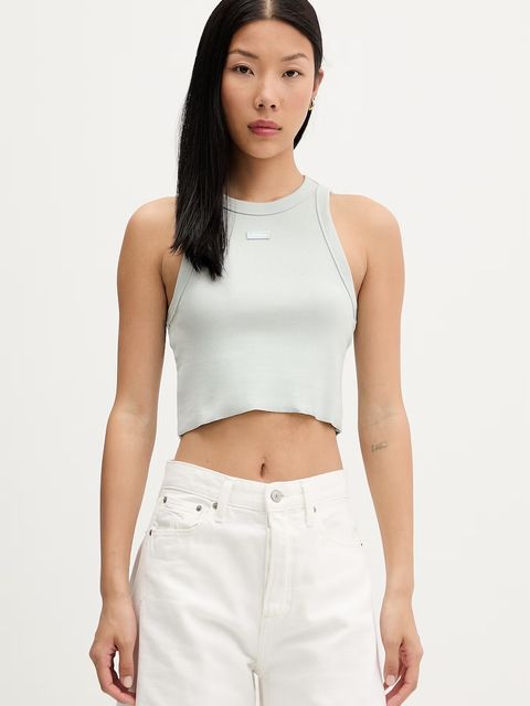 HUGO Blue crop top damski bawełniany z elastanem Baby Tank_B - zdjęcie produktu nr 1