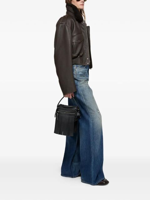 Acne Studios leather bomber jacket - Brown - zdjęcie produktu nr 2