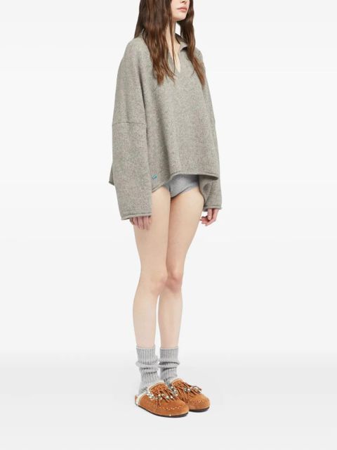 Alanui ribbed polo neck top - Grey